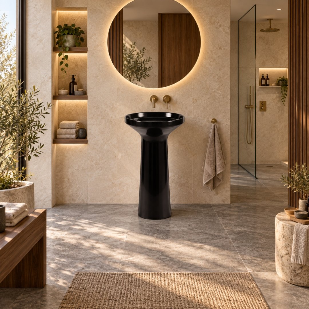 MILANIUM - BLACK One Piece Basin Wash Basin - My Home Studio